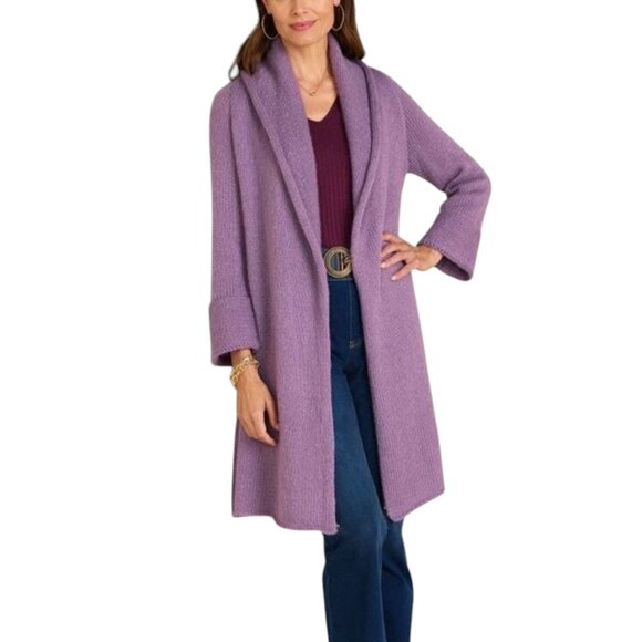 Soft Surroundings Telluride Mohair Wool Long Cardigan, Purple, XS - Picture 1 of 8